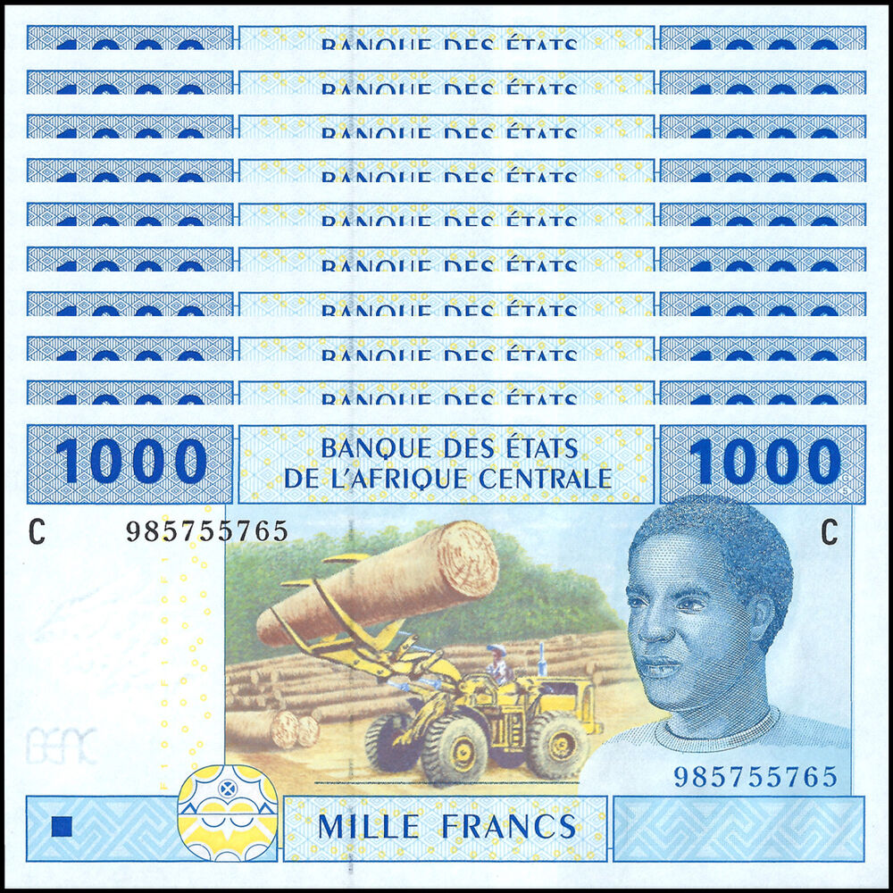 C.A.S. Chad - 1000 Francs 2002 - Pick- 607C / B107Ce - Set 10 PCS