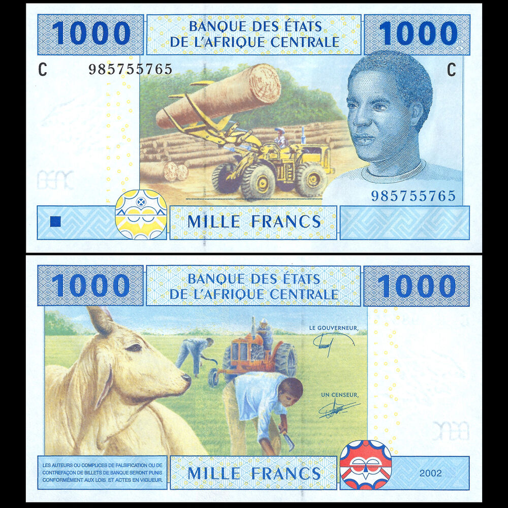 C.A.S. Chad - 1000 Francs 2002 - Pick- 607C / B107Ce - Set 10 PCS