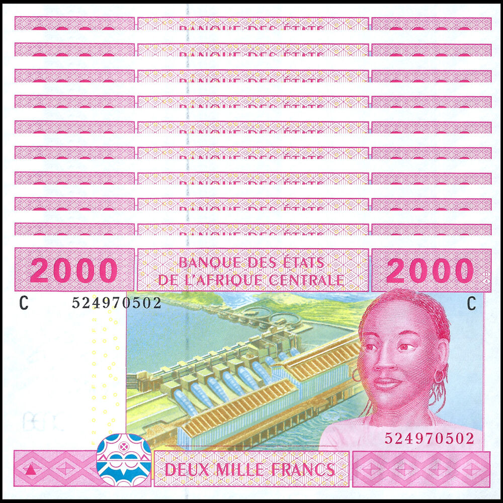 C.A.S. Chad - 2000 Francs 2002 - Pick- 608C / B108Cd - Set 10 PCS