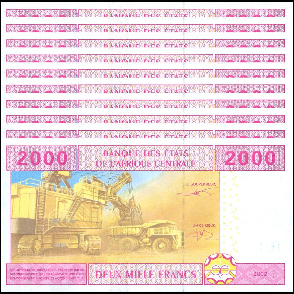 C.A.S. Chad - 2000 Francs 2002 - Pick- 608C / B108Cd - Set 10 PCS