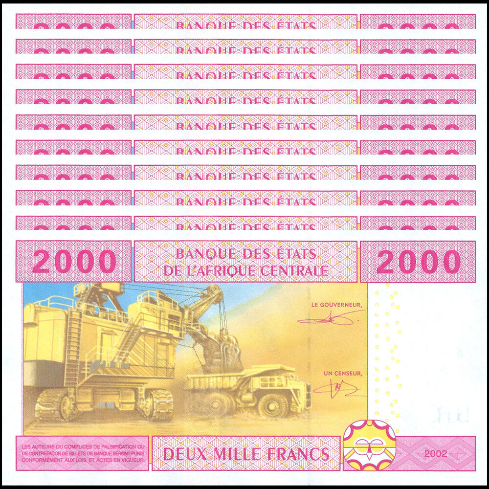 C.A.S. Equatorial Guinea - 2000 Francs 2002 - Pick- 508f / B108Fc - Set 10 PCS