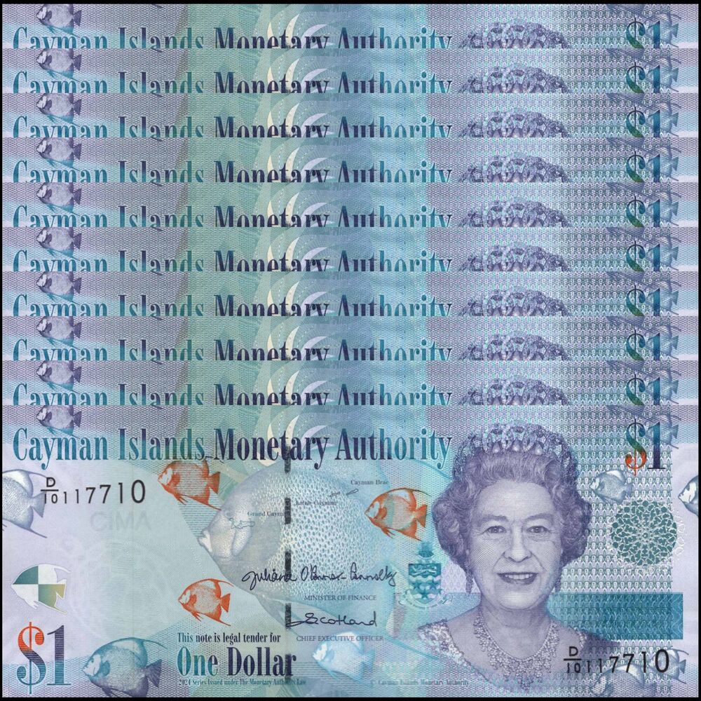Cayman Islands -  1 Dollar 2024 - Pick # 38j - Set 10 PCS