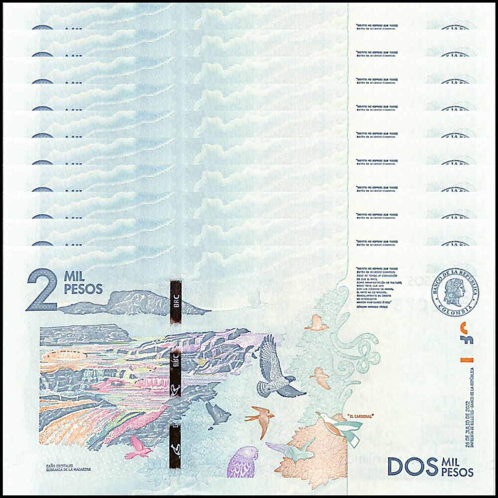 Colombia - 2000 Pesos 2022 - Pick # 458h - Set 10 PCS
