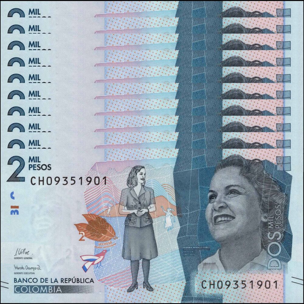 Colombia -  2000 Pesos 2023 - Pick # 458j - Set 10 PCS