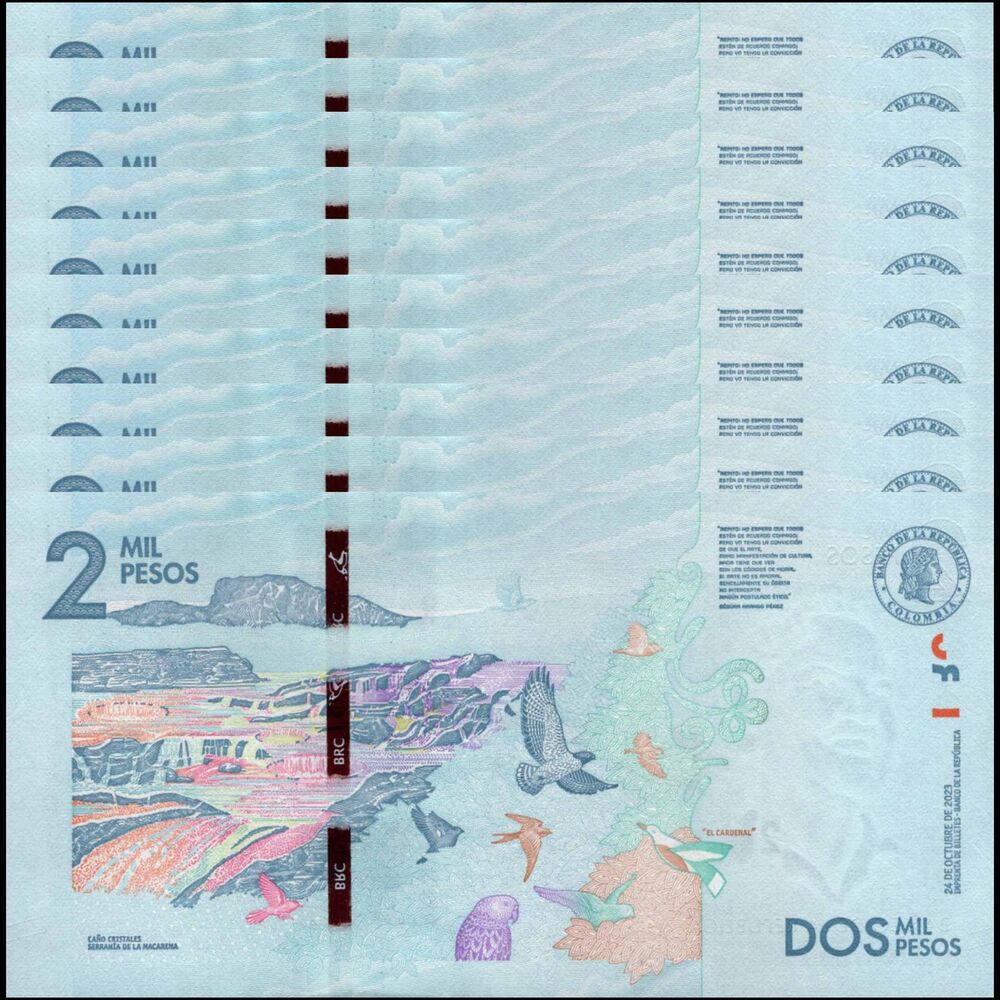 Colombia -  2000 Pesos 2023 - Pick # 458j - Set 10 PCS