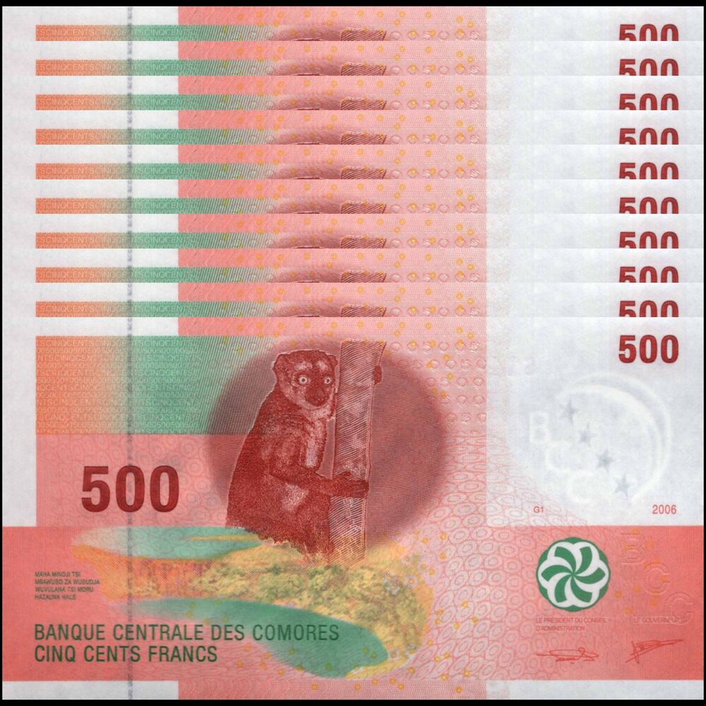 Comoros -  500 Francs ND (2020) - Pick # 15c - Set 10 PCS