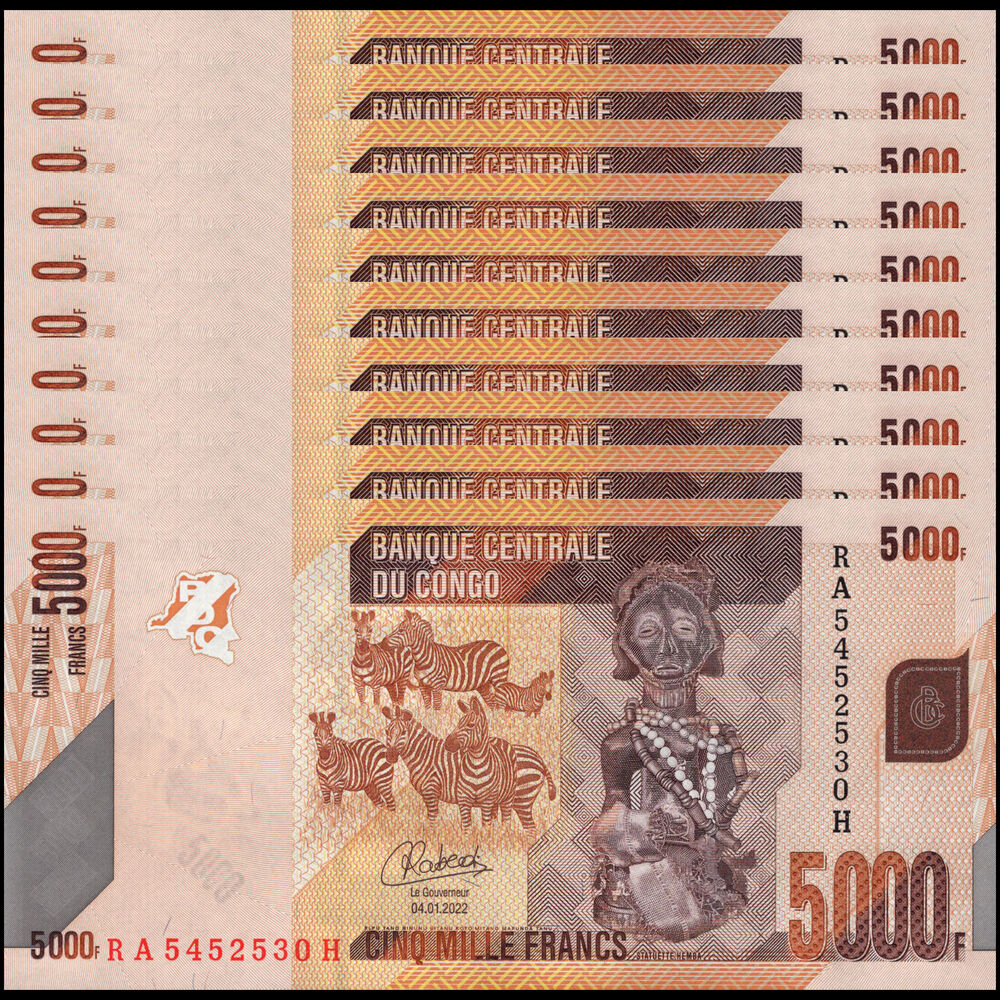 Congo - 5000 Francs 2022 - Pick- 102d / B324d - Set 10 PCS