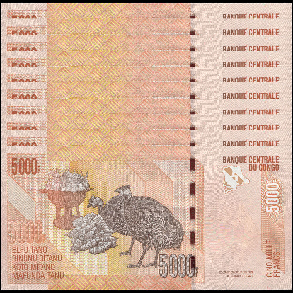 Congo - 5000 Francs 2022 - Pick- 102d / B324d - Set 10 PCS