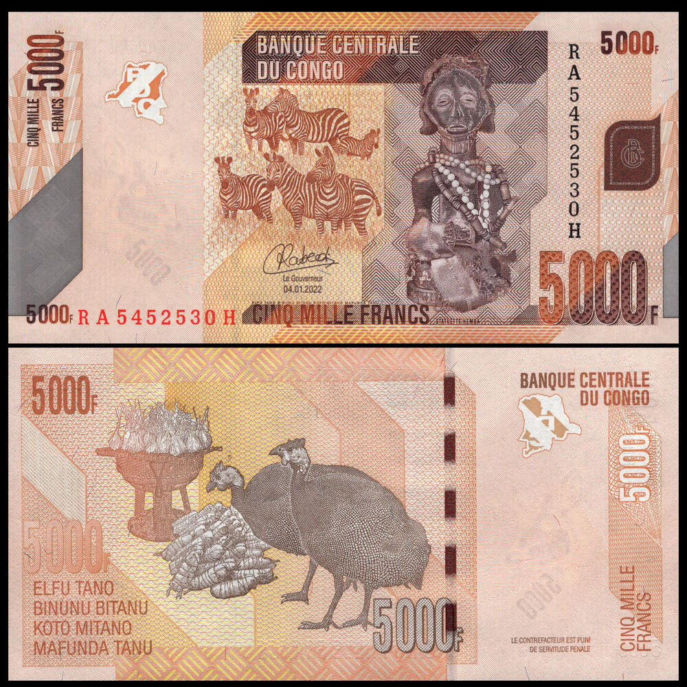 Congo - 5000 Francs 2022 - Pick- 102d / B324d - Set 10 PCS