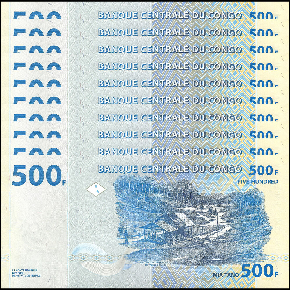 Congo - 500 Francs 2022 - Pick- NEW / B317h - Set 10 PCS