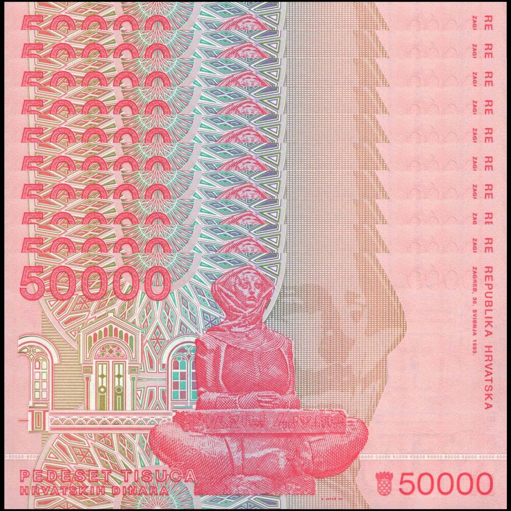 Croatia -  50.000 Dinara 1993 - Pick # 26 - Set 10 PCS