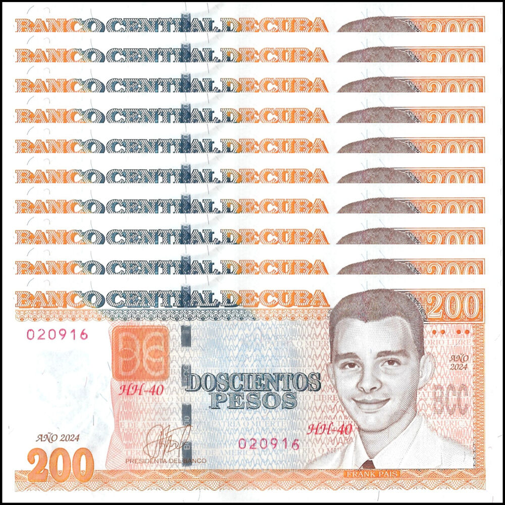 Cuba - 200 Pesos 2024 - Pick # 130 - Set 10 PCS
