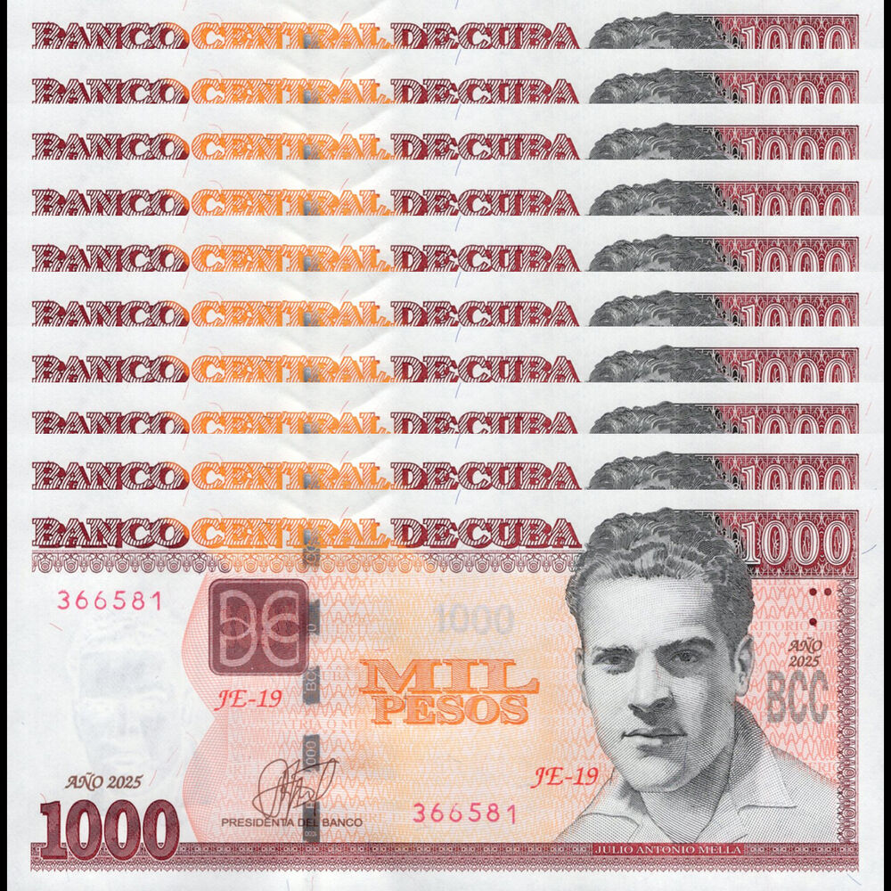 Cuba -  1000 Pesos 2025 - Pick # 132e - Set 10 PCS