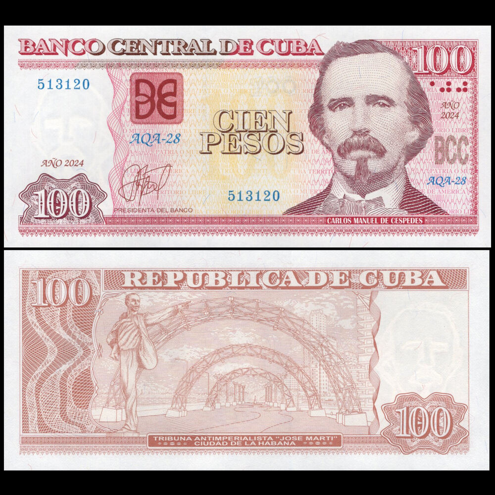 Cuba -  100 Pesos 2024 - Pick # 129o - Set 10 PCS