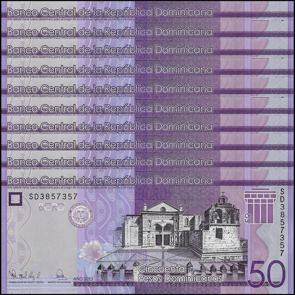 Dominican Republic - 50 Peso 2023 - Pick- 189 / B727f - Set 10 PCS