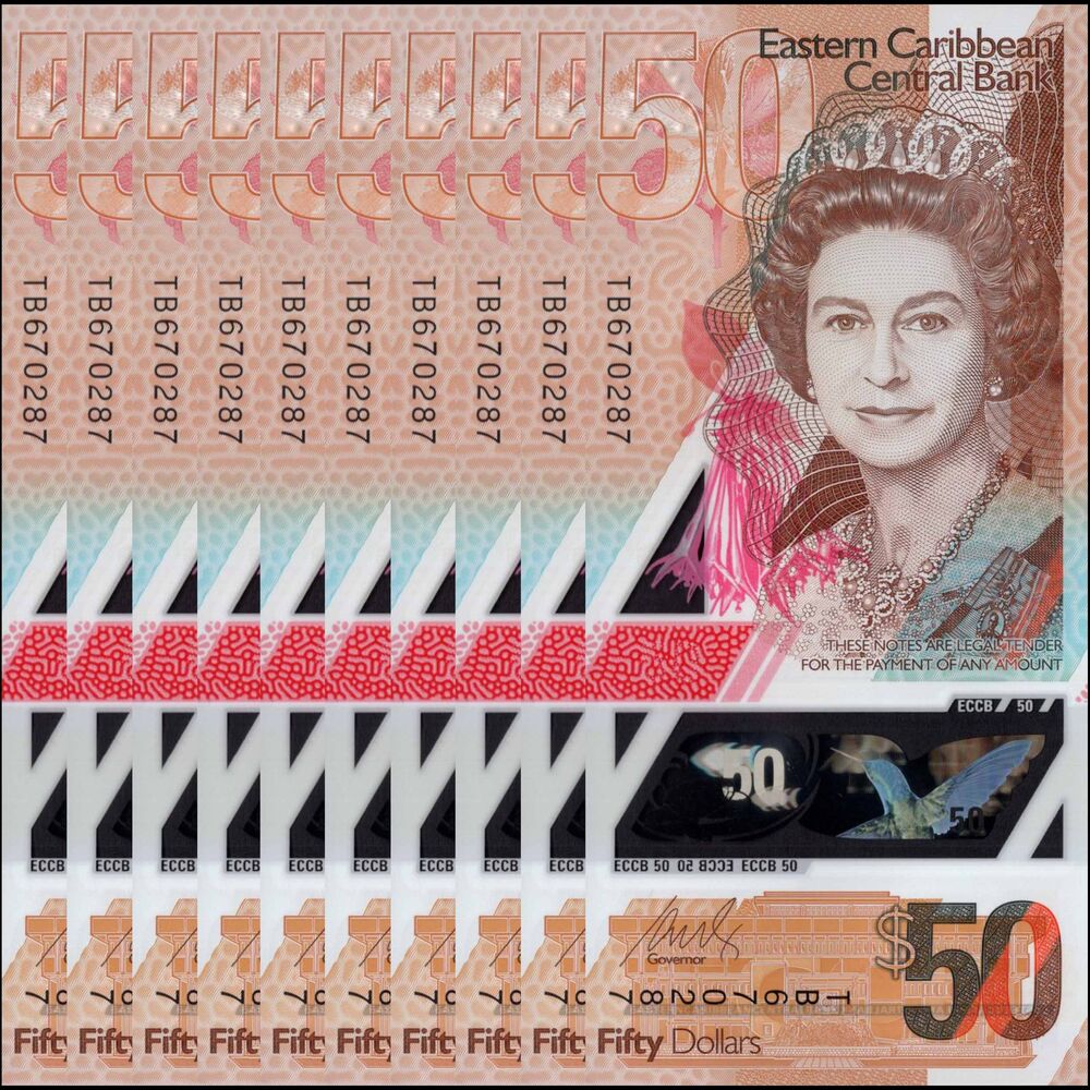East Caribbean States -  50 Dollars 2019 - Pick # 58a - Set 10 PCS