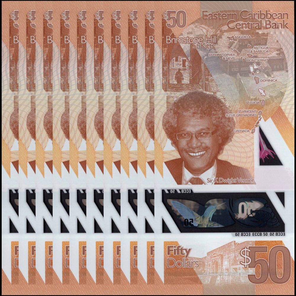 East Caribbean States -  50 Dollars 2019 - Pick # 58a - Set 10 PCS
