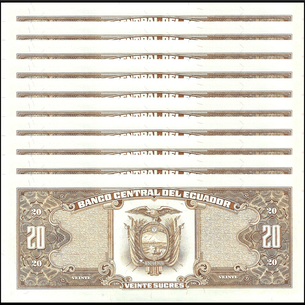 Ecuador - 20 Sucres 1988 - Pick- 121A - Set 10 PCS
