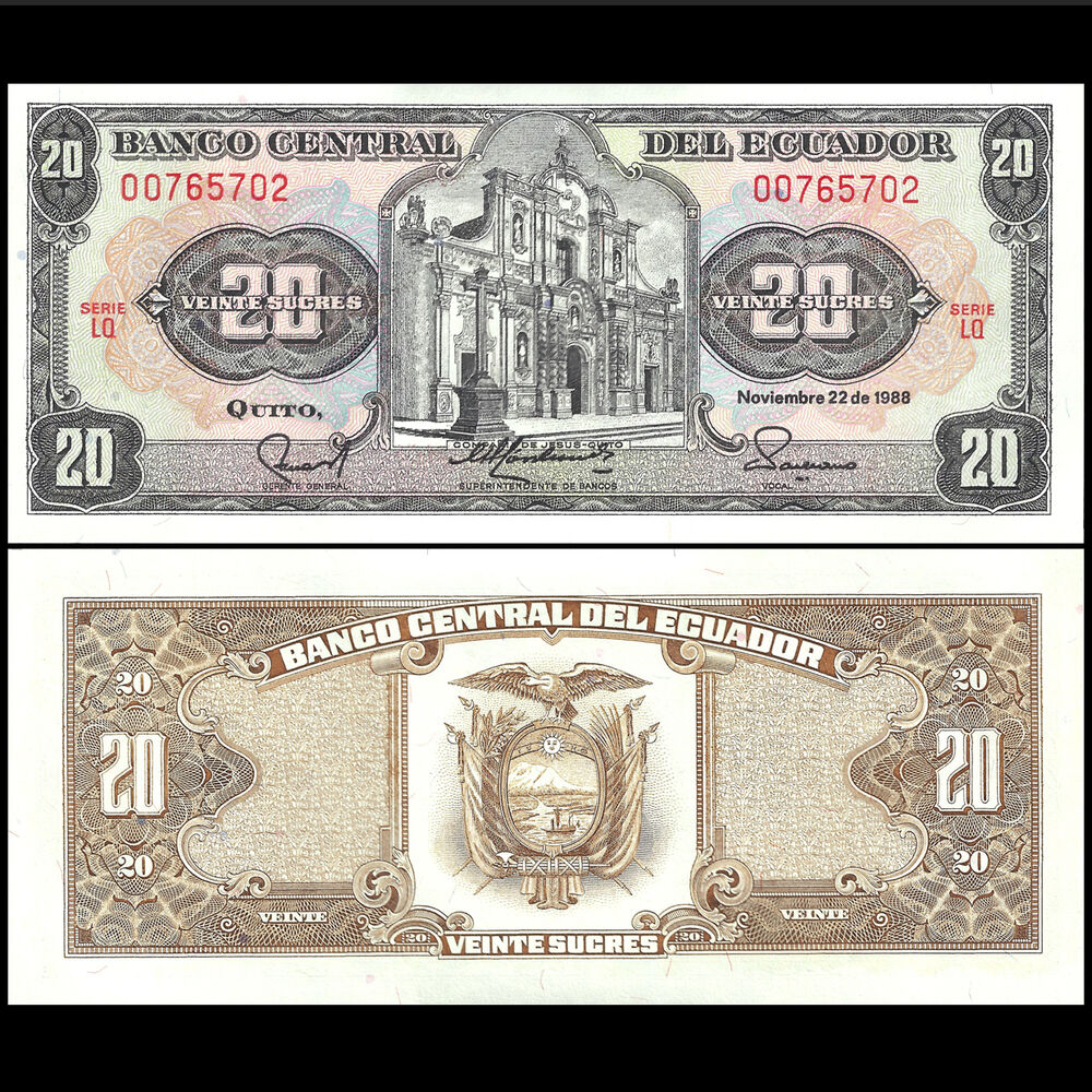 Ecuador - 20 Sucres 1988 - Pick- 121A - Set 10 PCS