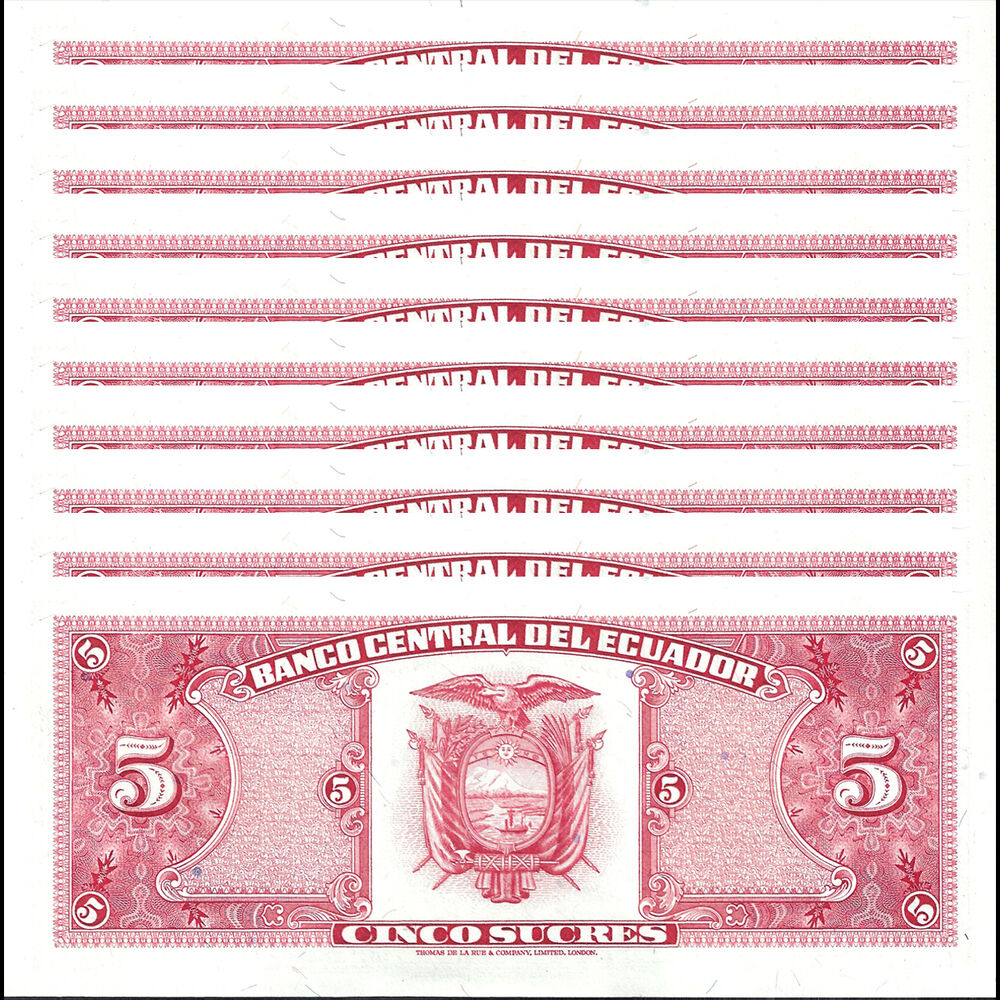 Ecuador - 5 Sucres 1988 - Pick- 113d - Set 10 PCS