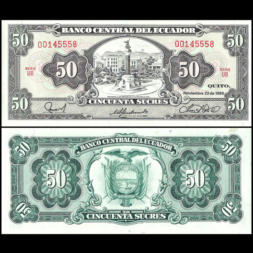 Ecuador -  50 Sucres 1988 - Pick # 122 - Set 10 PCS