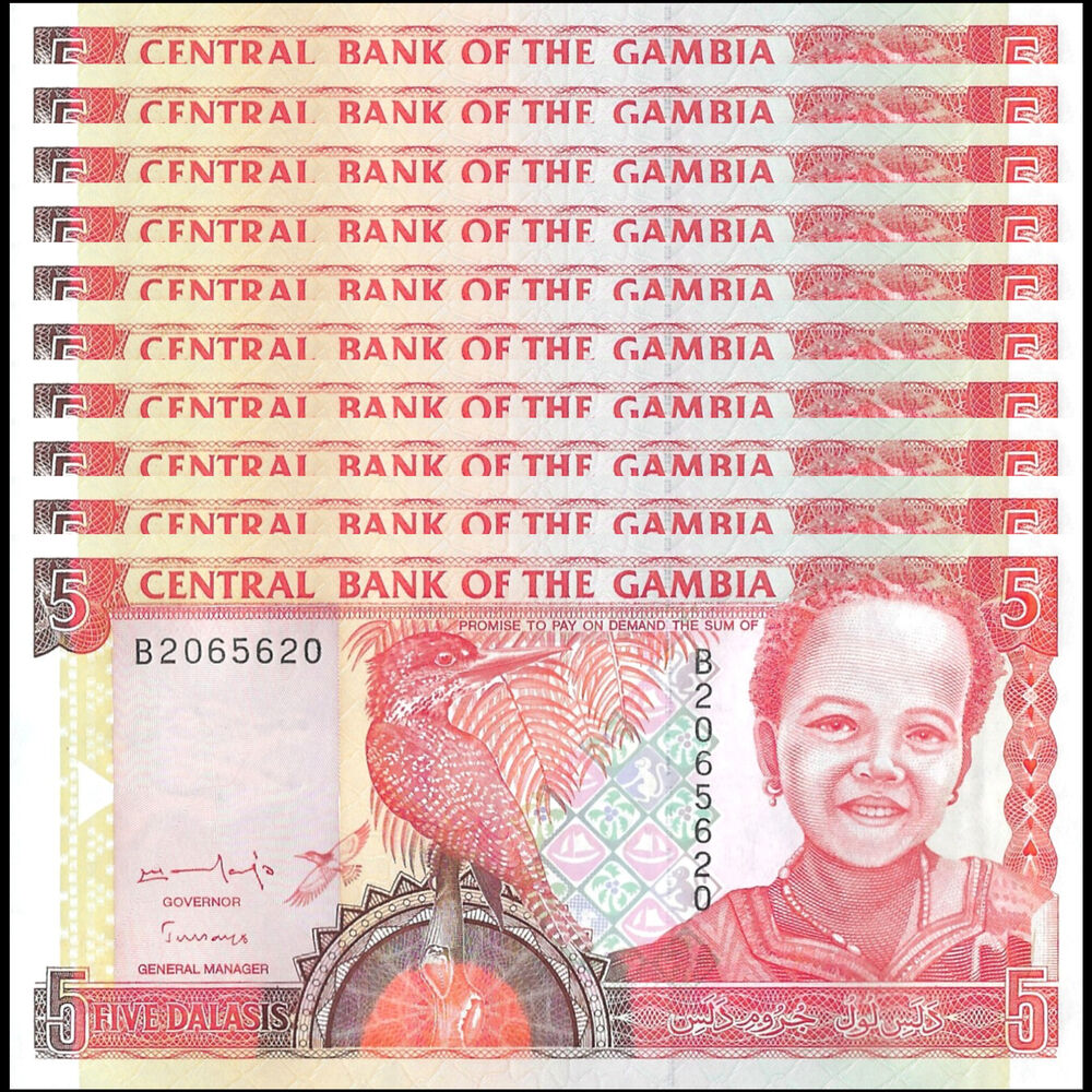 Gambia - 5 Dalasis 1996 - Pick # 16 - Set 10 PCS