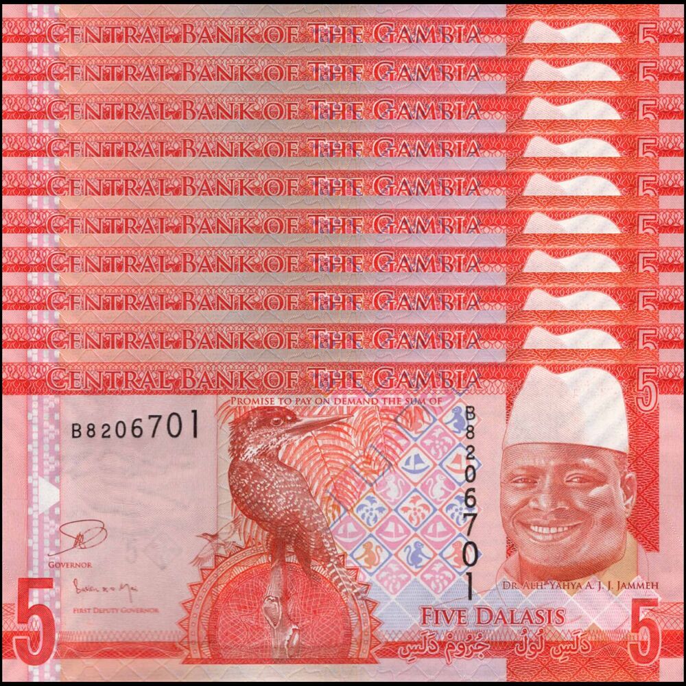 Gambia -  5 Dalasis 2015 - Pick # 31 - Set 10 PCS