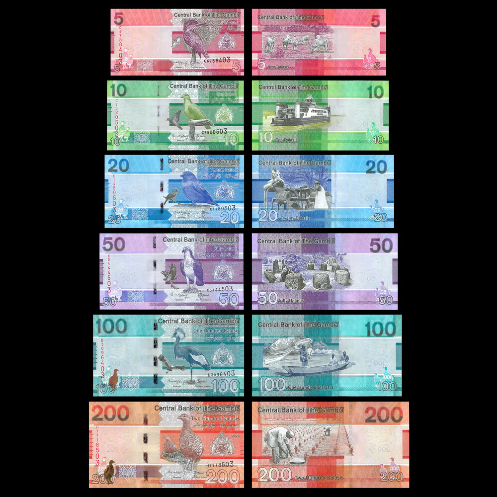 Gambia - 5,10,20,50,100,200 Dalasis 2019/2023 - 6 PCS Set - Set 10 PCS
