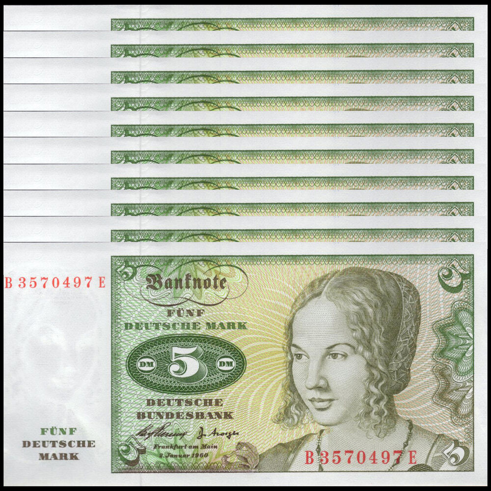 Germany -  5 Deutsche Mark 1960 - Pick # 18a  - Set 10 PCS