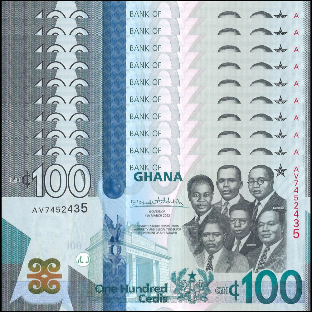 Ghana - 100 Cedis 2022 - Pick # 50b - Set 10 PCS