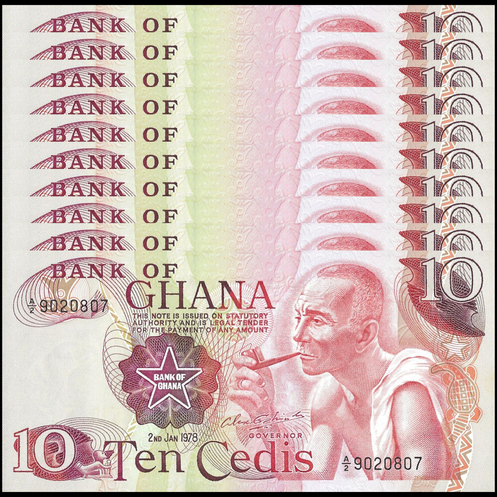 Ghana - 10 Cedis 1978 - Pick # 16f  - Set 10 PCS