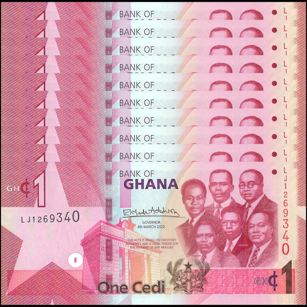 Ghana - 1 Cedi 2022 - Pick # NEW - Set 10 PCS