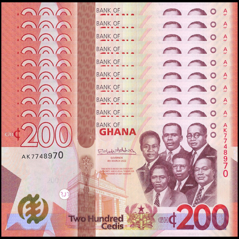 Ghana - 200 Cedis 2022 - Pick # 51b - Set 10 PCS