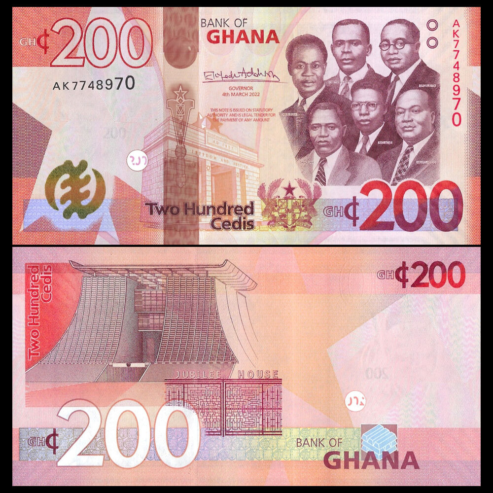 Ghana - 200 Cedis 2022 - Pick # 51b - Set 10 PCS