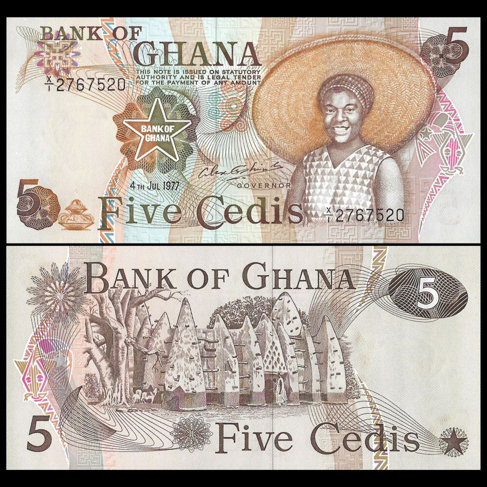 Ghana - 5 Cedis 1977 - Pick # 15b  - Set 10 PCS