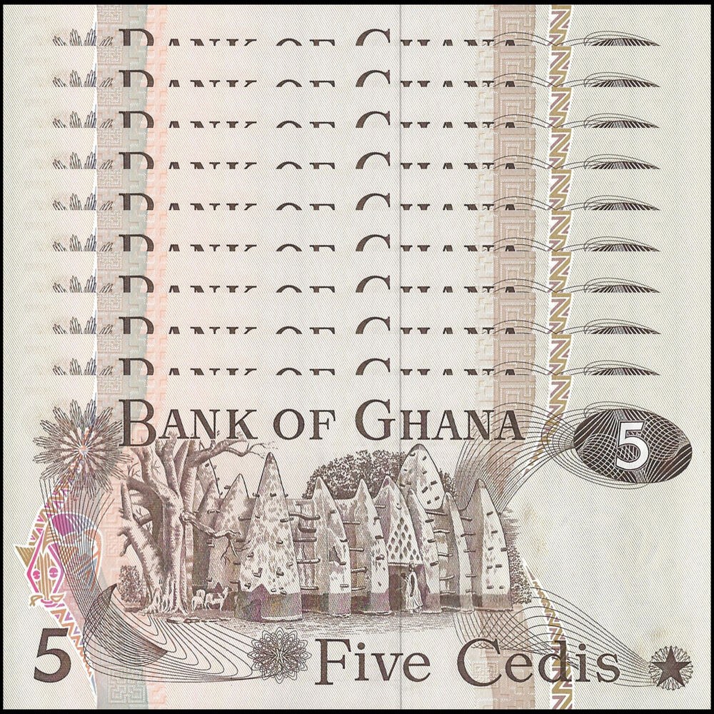 Ghana - 5 Cedis 1977 - Pick # 15b  - Set 10 PCS