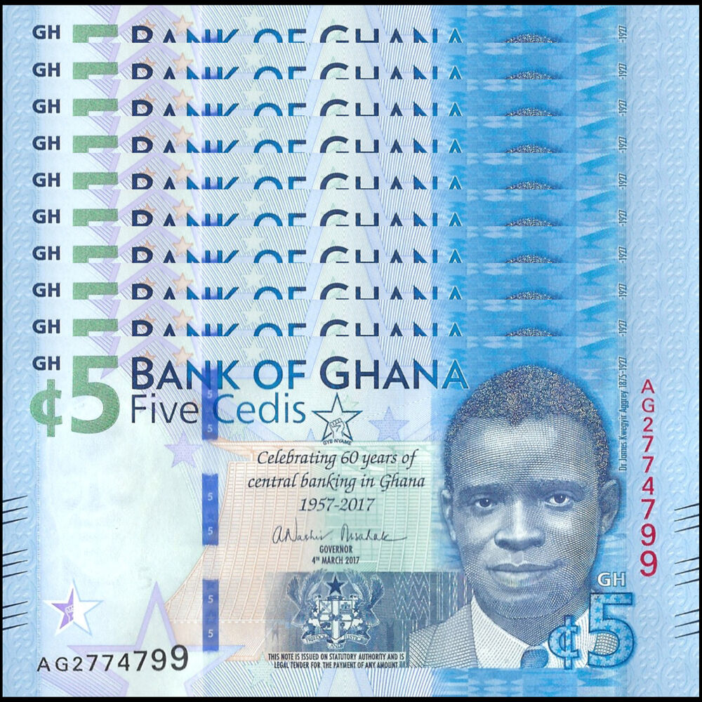 Ghana - 5 Cedis 2017 - Pick # 43 - COMMEMORATIVE - Set 10 PCS
