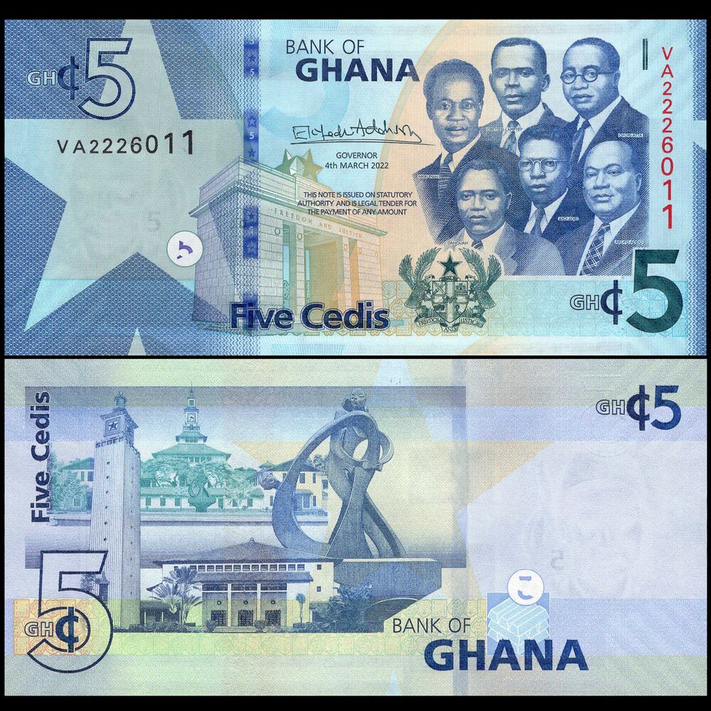 Ghana - 5 Cedis 2022 - Pick # 46b - Set 10 PCS