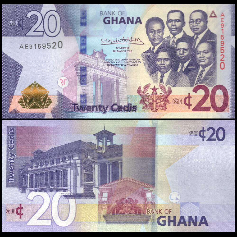 Ghana -  20 Cedis 2022 - Pick # 48b - Set 10 PCS