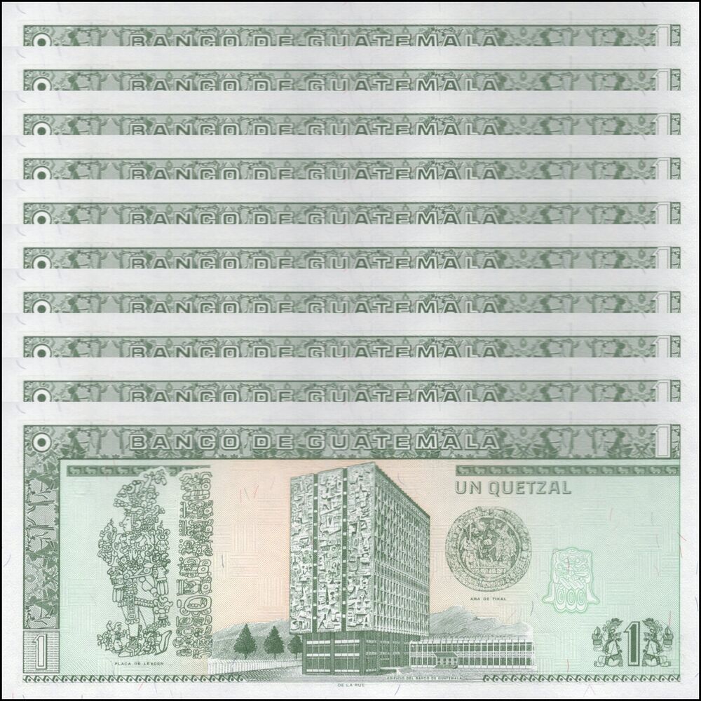Guatemala -  1 Quetzal 1998 - Pick # 99 - Set 10 PCS