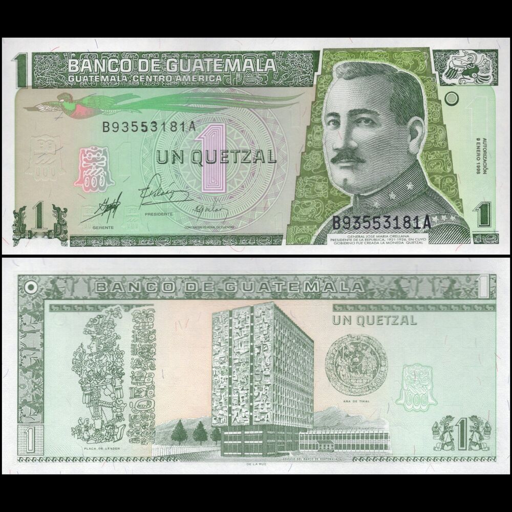 Guatemala -  1 Quetzal 1998 - Pick # 99 - Set 10 PCS