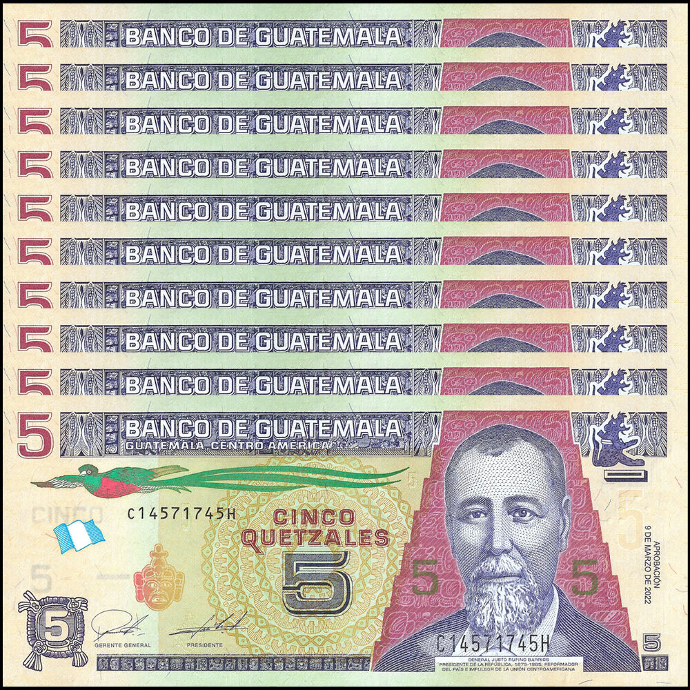 Guatemala - 5 Quetzales 2022 - Pick- 122Af  / B605f - Set 10 PCS