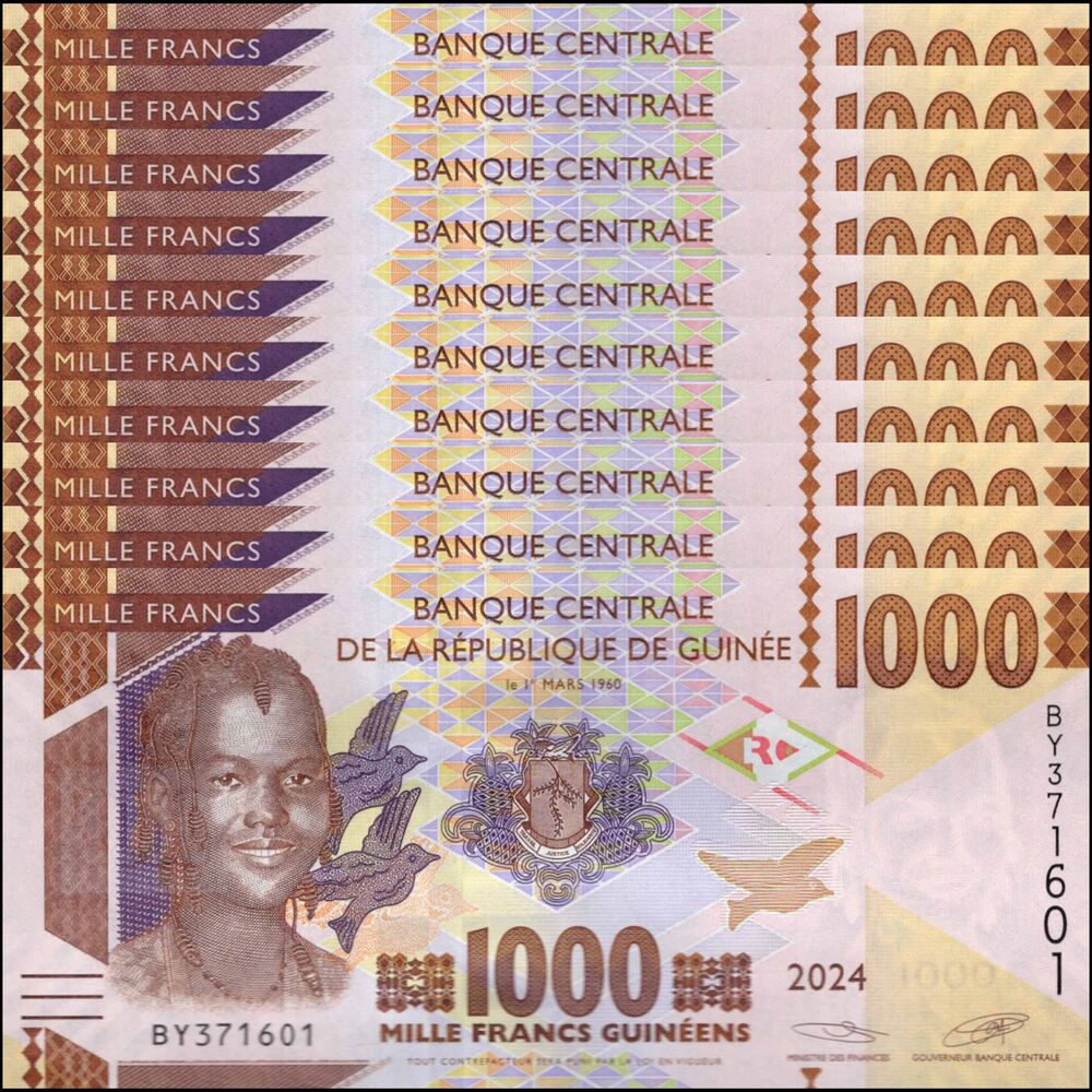 Guinea -  1000 Francs 2024 - Pick # 48e - Set 10 PCS