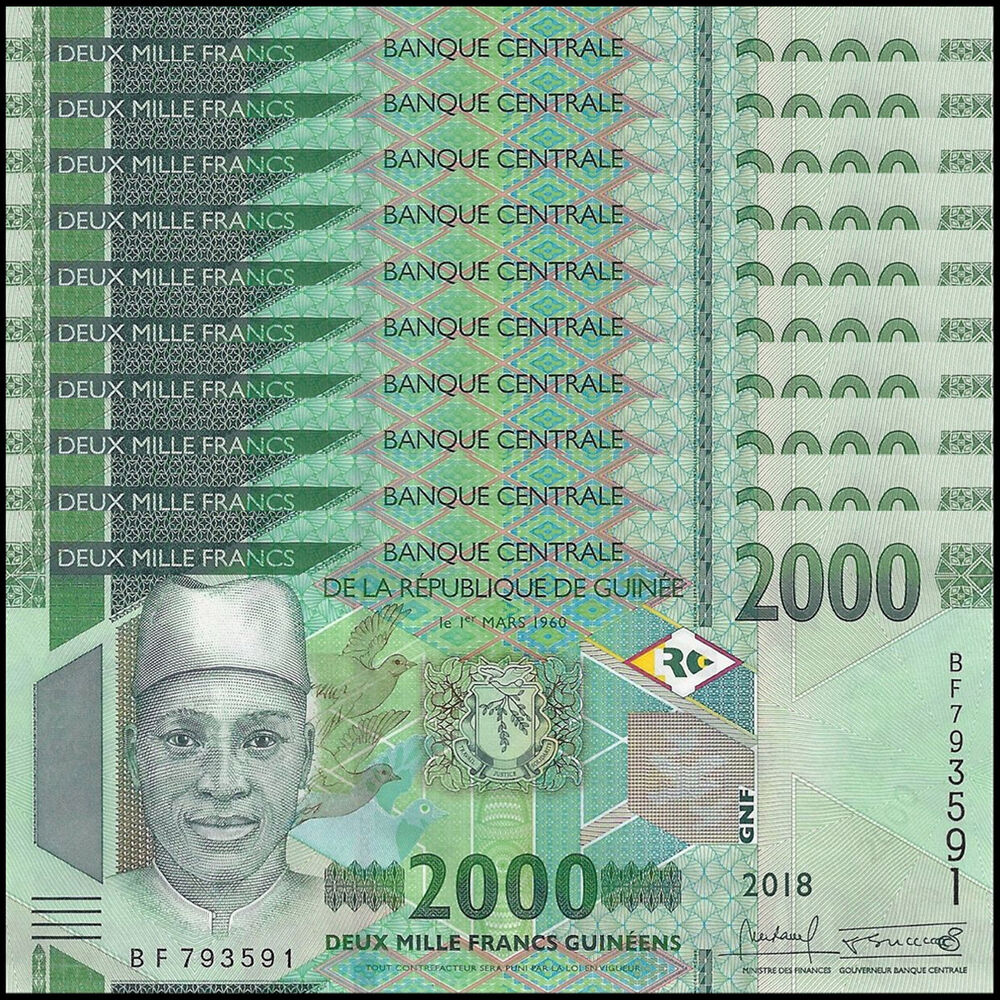 Guinea - 2000 Francs 2018 - Pick- 48Aa / B342a - Set 10 PCS