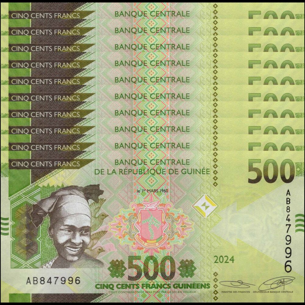 Guinea -  500 Francs 2024 - Pick # 51c - Set 10 PCS