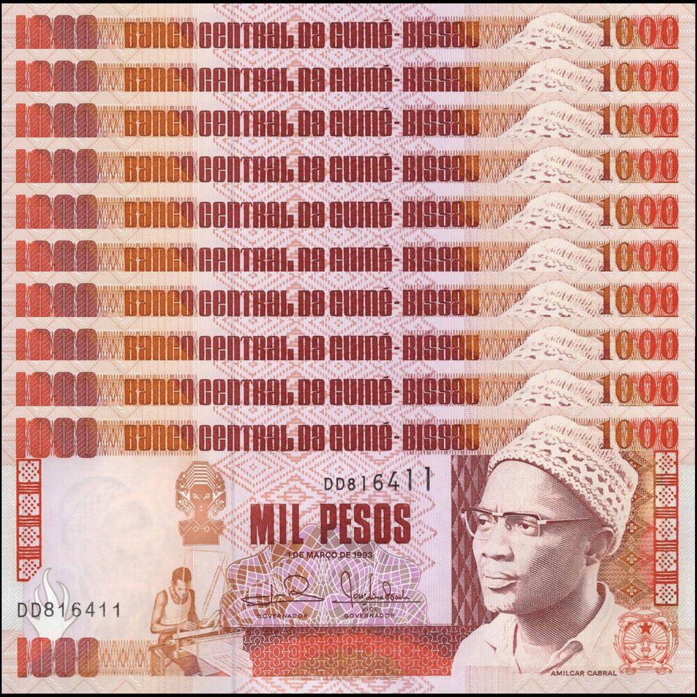 Guinea-Bissau - Bissau - 1000 Pesos 1993 - Pick # 13b - Set 10 PCS