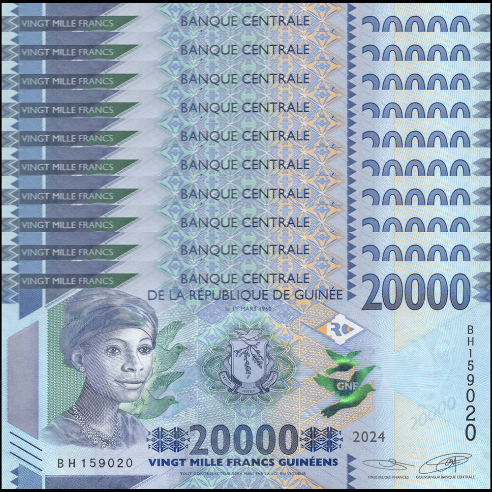 Guinea -  20.000 Francs 2024 - Pick # 50d - Set 10 PCS