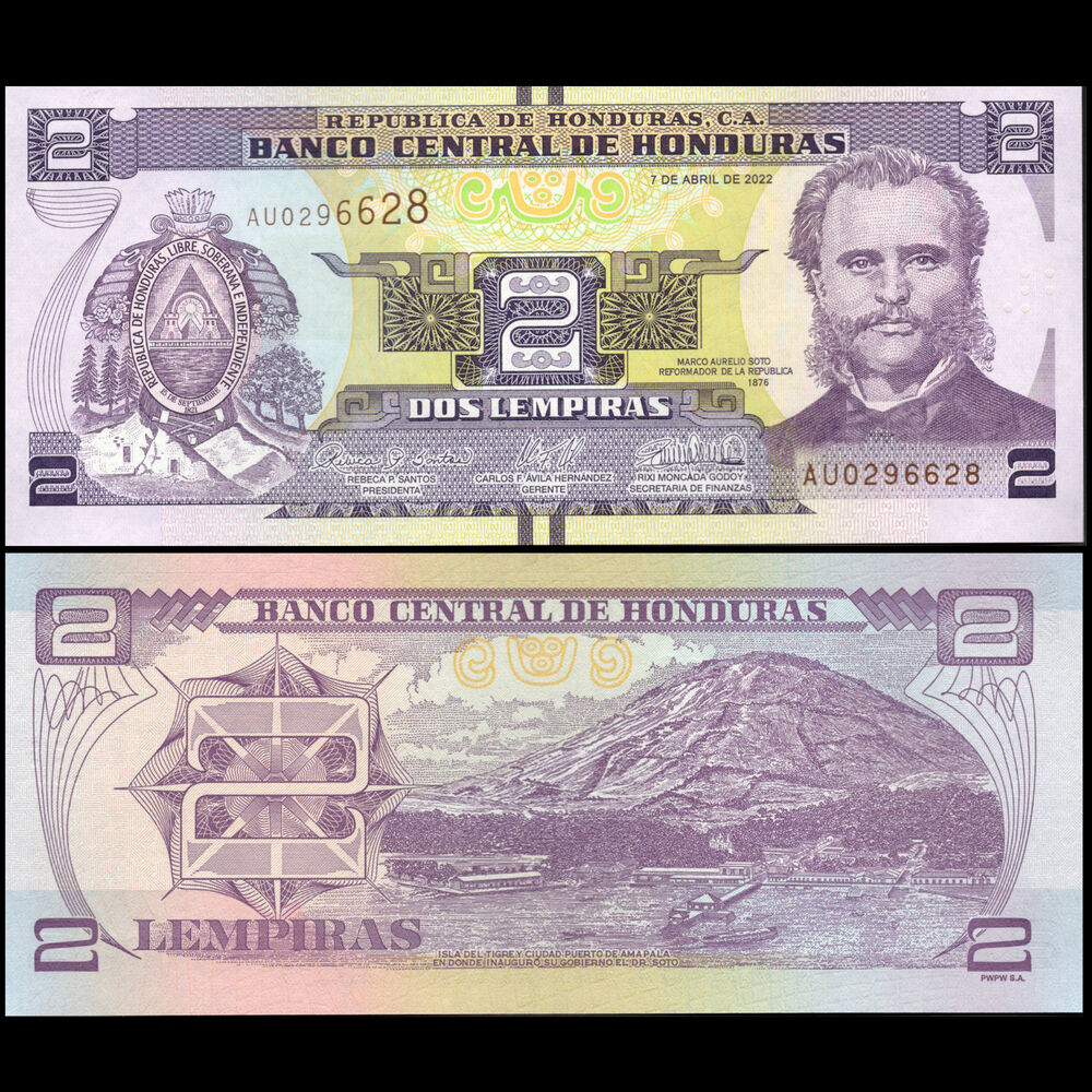 Honduras -  2 Lempiras 2022 - Pick # 97e - Set 10 PCS