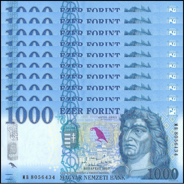 Hungary -  1000 Forint 2025 - Pick # 203f  - Set 10 PCS