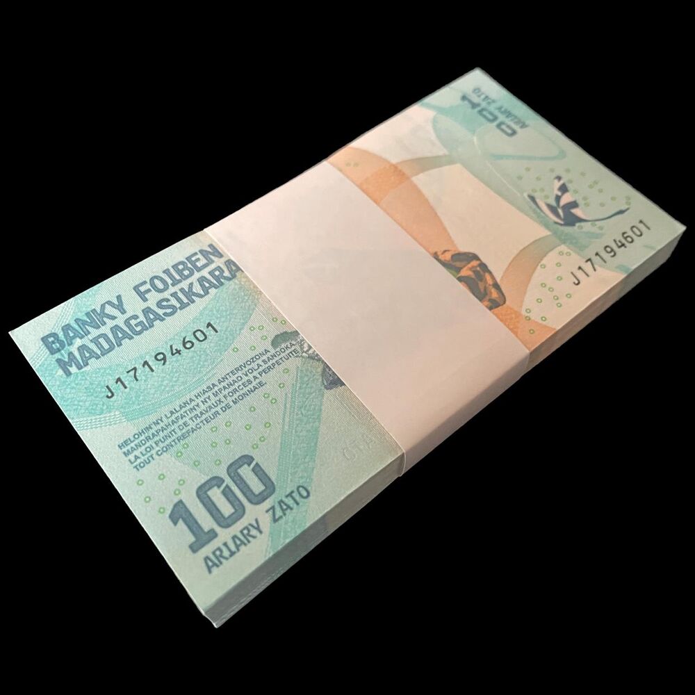 Madagascar - 100 Ariary 2022 - Pick- 97b / B332b - Bundle 100 PCS